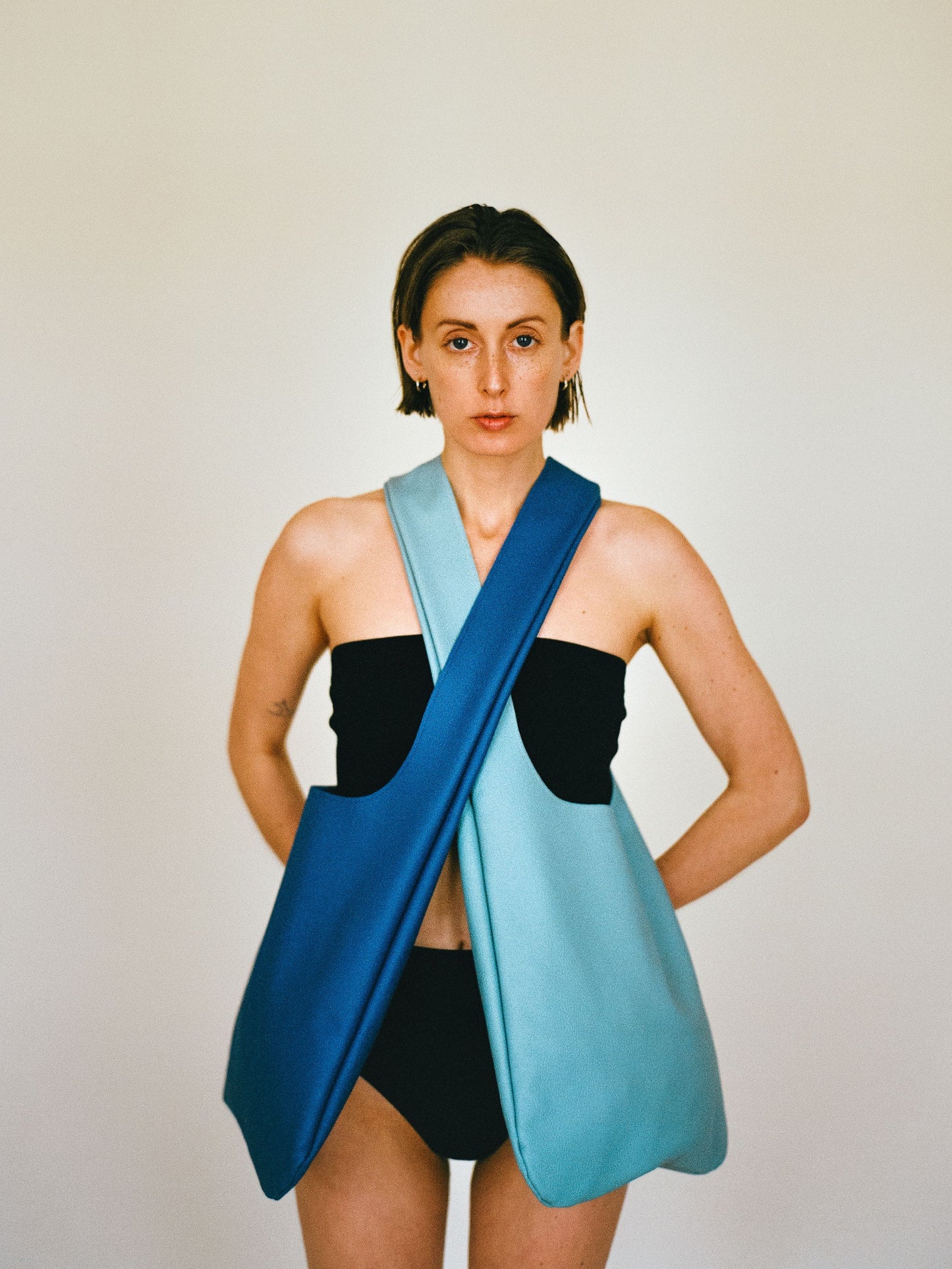 Atelier Magata Soft Utility Tote Bag Blue Sky Blue Nappa Leather cross body