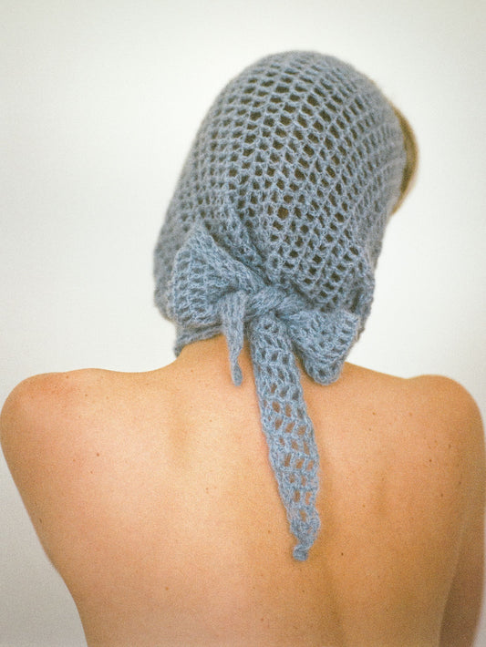 Atelier Magata SS25 Pearl Knit net bandeau light blue