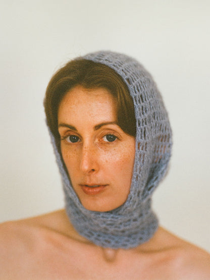 Atelier Magata SS25 Pearl knit net silk bandeau sky blue