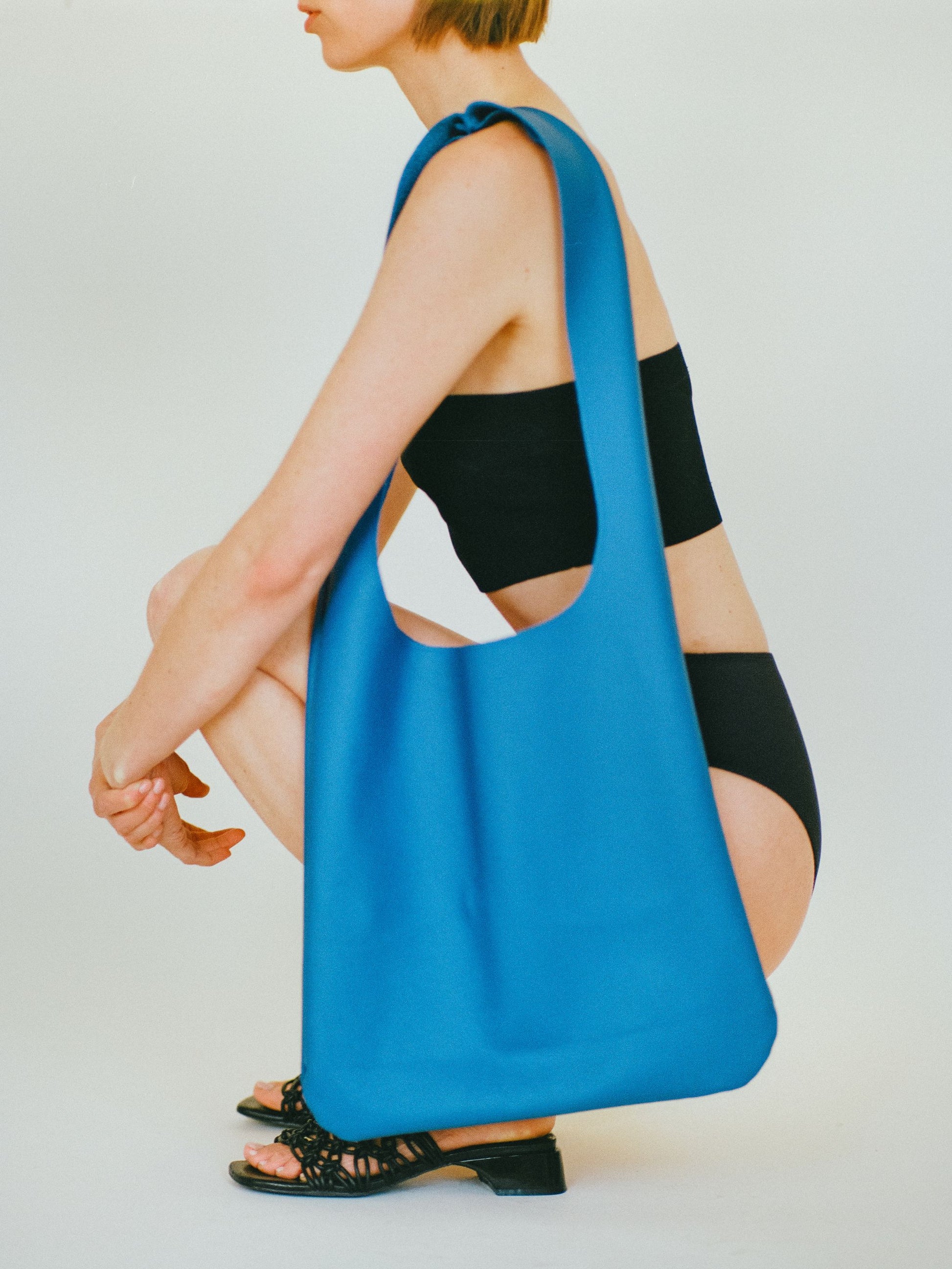 Atelier Magata Soft Utility Tote Bag Blue Nappa Leather