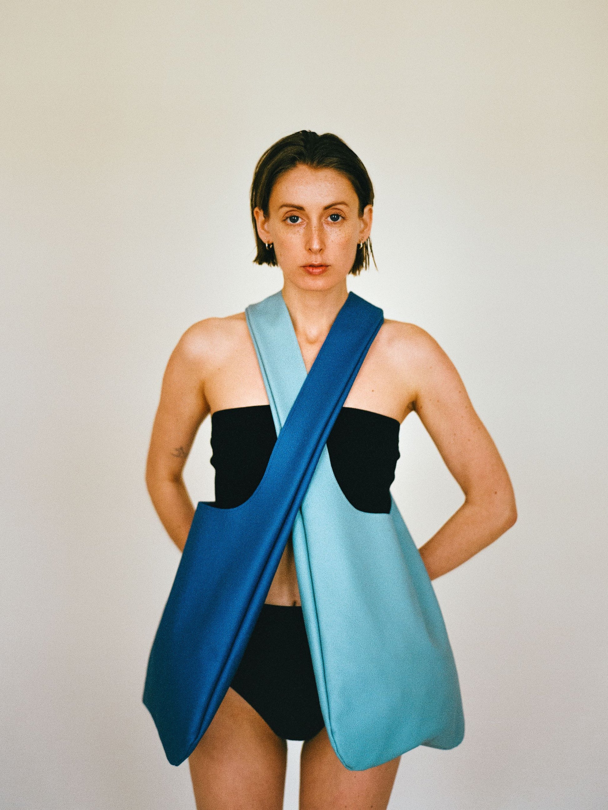 Atelier Magata Soft Utility Tote Bag Blue Sky Blue Nappa Leather cross body