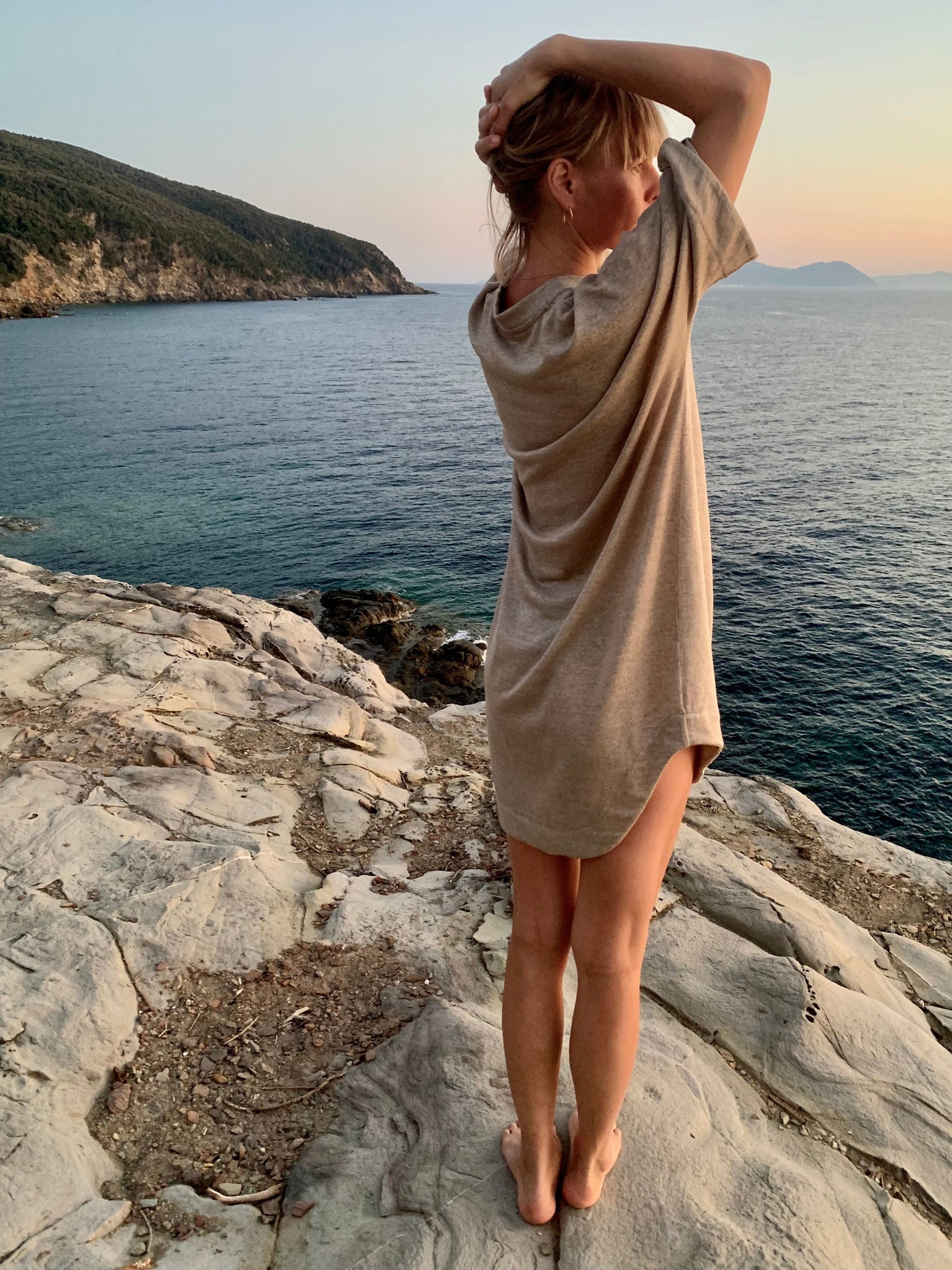 Summer 2024 women linen jersey short dress