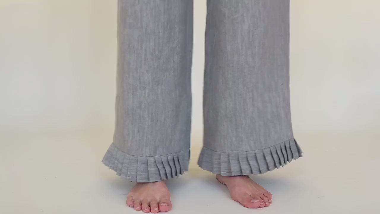 Load video: Atelier Magata Tide Linen Trousers